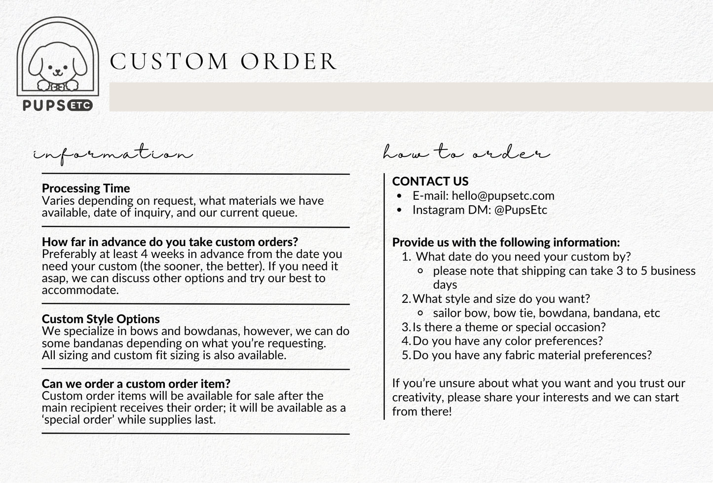 Custom Order